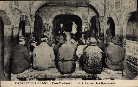 Postcard Paris XVIII., Montmartre, Cabaret du Néant, Caveau, Les Specters gais