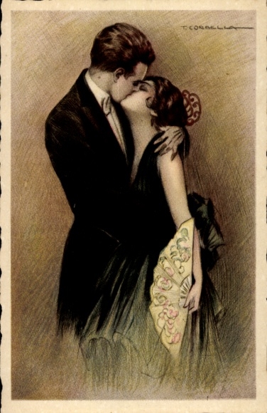 Artist Postcard Corbella, T., kissing lovers, 531 - 6