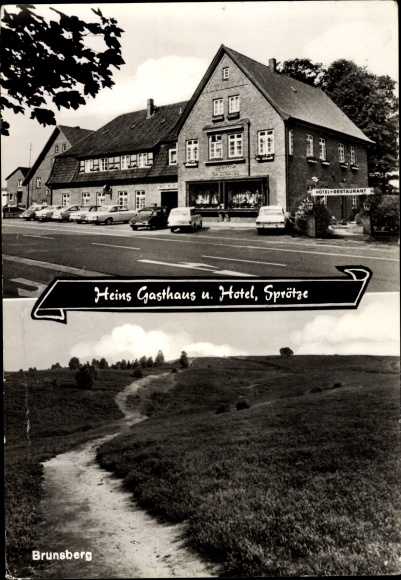 Ak Sprötze Buchholz in de noordelijke heide, Hein&#39;s herberg, op de rijksweg 3, Brunsberg
