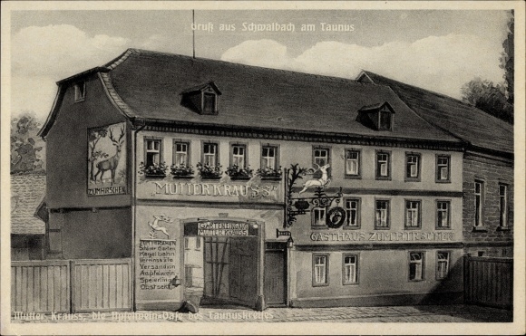 PC Schwalbach am Taunus Hessen, Inn zum Hirschen, garden entrance Mother Krauss
