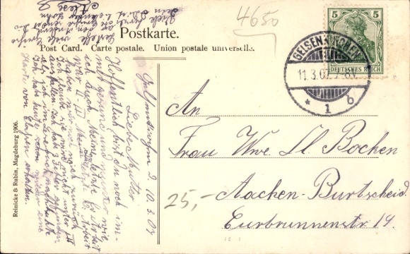 Postcard Gelsenkirchen in the Ruhr area, residential building, Munkelstraße, city view, historical architecture