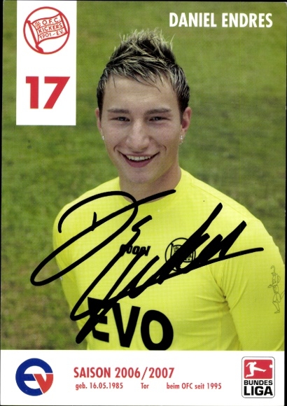 Autogrammkarte Fußballer Daniel Endres, Kickers Offenbach, Autogramm