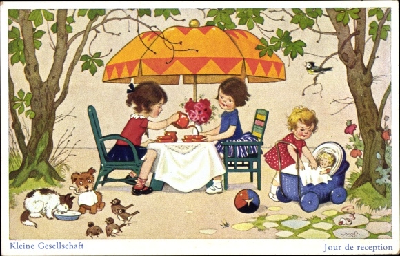 Artist PC Baumgarten, Fritz, small company, children, doll&#39;s pram
