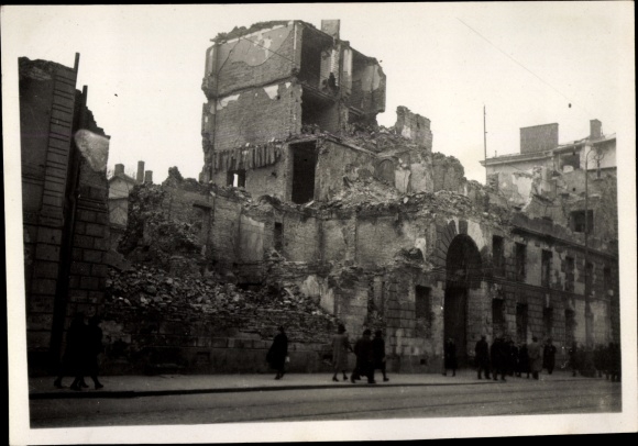 Photo Warszawa Warsaw Poland, house ruins, war damage, II WW