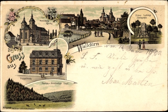lito Walldürn w Odenwald Baden, książę Ludwig Denkstein, kościół pielgrzymkowy, poczta
