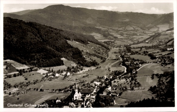 Ak Glottertal im Schwarzwald, Landschaftsaufnahme, Schwarzwald, Glottertal, Kirche, Berge