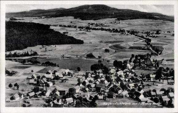 Postcard Nagel in the Fichtelgebirge Upper Franconia, aerial photograph