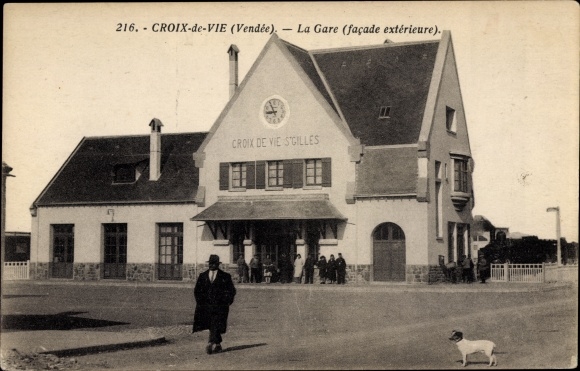 Postcard Croix de Vie Vendée, The Station