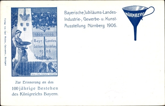 Postal stationery PC Nuremberg in Middle Franconia Bavaria, Bavarian Jubilee State Exhibition 1906