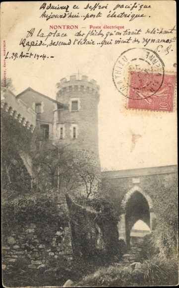 Postcard Nontron Dordogne, historic building, electric road, landscape, old architecture