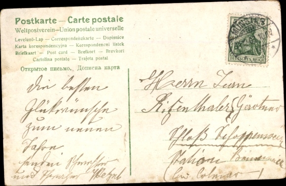Year Numbers Postcard Prosit New Year 1908