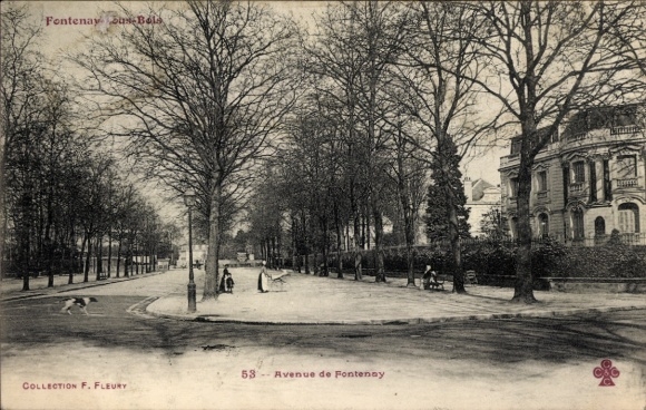 Postcard Fontenay sous Bois Val de Marne, Avenue de trees, sidewalk, architecture