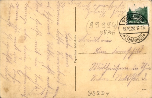 Postcard Schlotheim in Thuringia, Bahnhofstraße