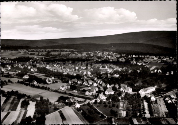 Postcard Ruit near Stuttgart Ostfildern in Baden, aerial view of Ruit, numerous houses and fields, etc.