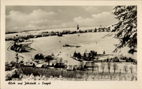 Ak Jöhstadt im Erzgebirge Sachsen, Blick auf Jöhstadt i Erzgeb, Winterlandschaft, verschneite ...