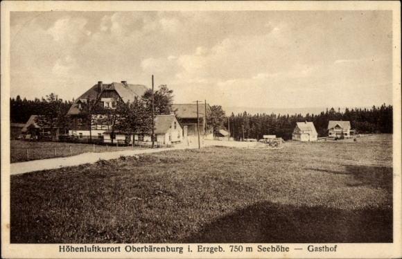 Ak Oberbärenburg Altenberg im Erzgebirge, Historische Ansicht, Gasthof, ländliche Umgebung, Erzge