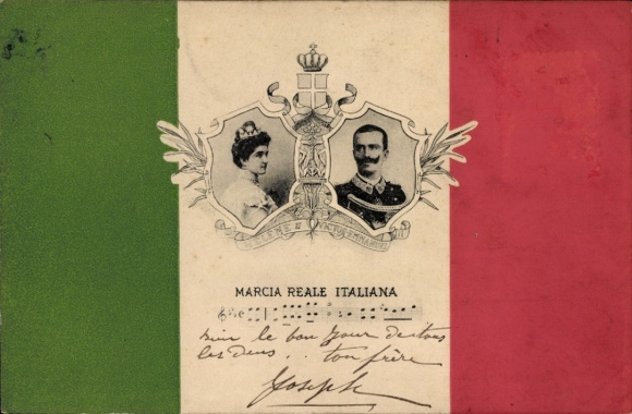 Song Postcard King Victor Emmanuel III of Italy, Elena of Montenegro, Marcia Reale Italiana