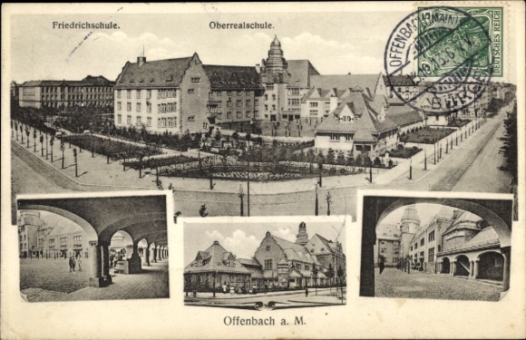 Postcard Offenbach am Main Hesse, Friedrichschule, Oberrealschule