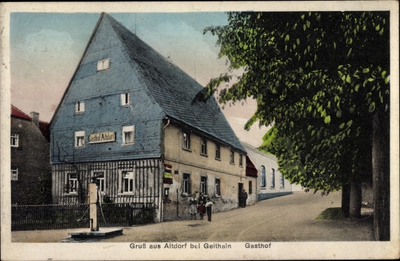 Ak Altdorf Geithain in Sachsen, Gasthof, Wasserpumpe