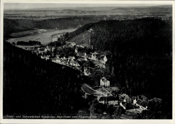 KP Bad Niedernau Rottenburg am Neckar, widok lotniczy na stal i łaźnię siarkową, hotel