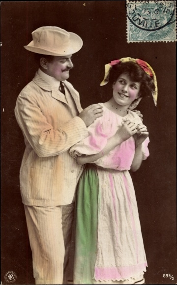 Postcard Man in White Suit and Hat, Maid in Apron, NPG 69372