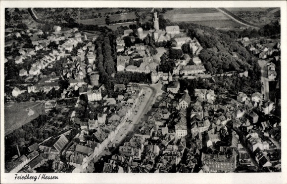 Postcard Friedberg in Hesse, aerial photograph