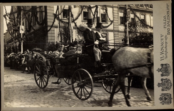 Cabinet Photo Fulda ? Bad Salzschlirf? Pageant, carriage, street decorations