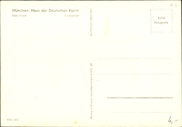 Artist Postcard Frank, Hans, pasture, cows, HDK 425