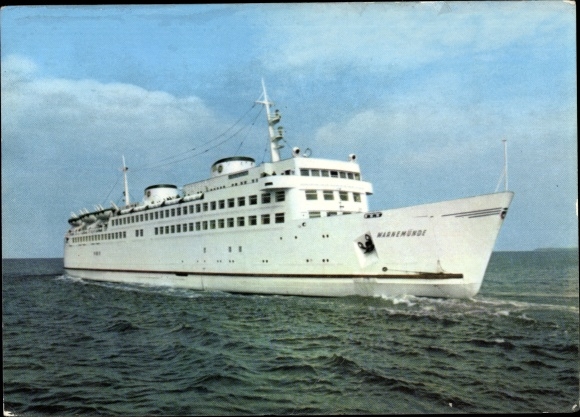 Postcard ferry Warnemünde, starboard view