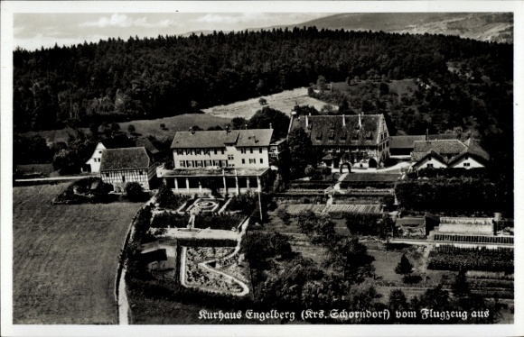 Ak Schorndorf in Württemberg, Kurhaus Engelberg, Landschaftsaufnahme, Flugzeugaufnahme, 