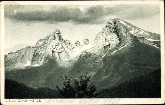 Artist PC Berchtesgaden in Upper Bavaria, Watzmann legend, mountain faces