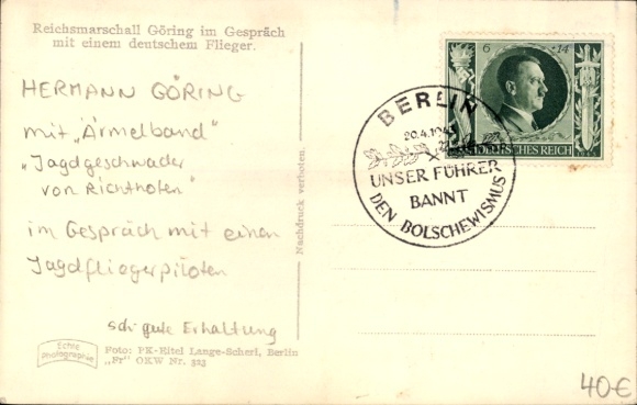 KP Reichsmarschall Göring w rozmowie z niemieckim pilotem Luftwaffe II. Wojna światowa