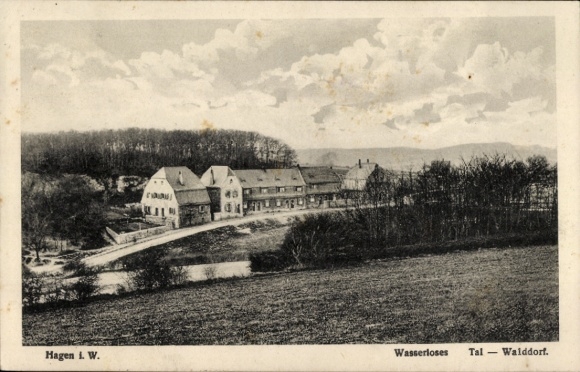 Ak Hagen in Westfalen, Wasserloses Tal, Walddorf