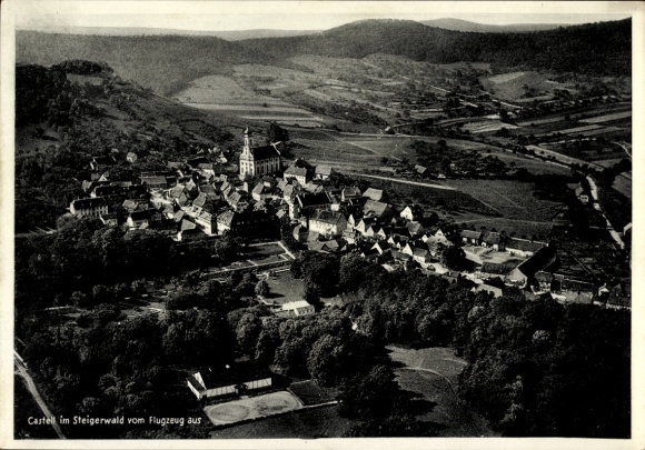 Postcard Castell Lower Franconia, aerial photograph
