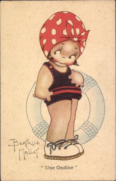 Artist PC Mallet, Beatrice, girl in swimsuit, lifebuoy