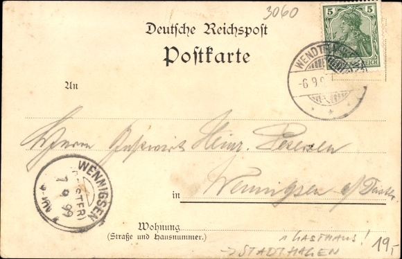 Chromo-Litho Langenbruch Stadthagen in the district of Schaumburg, inn on the Bückeberge