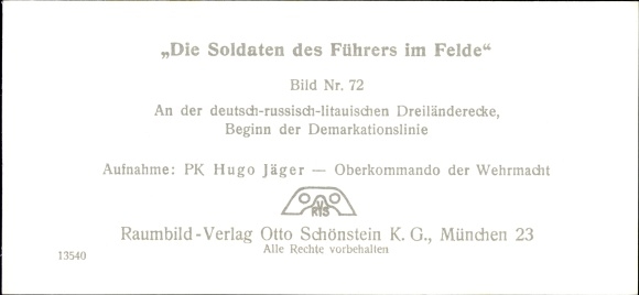Stereo spatial image photo &quot;The soldiers of the Führer in the field&quot;, No. 72, demarcation line