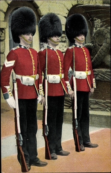Postcard Coldstream Guards on Sentry