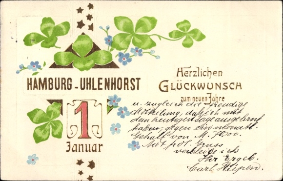 PC Hamburg Nord Uhlenhorst, congratulations, New Year, shamrocks