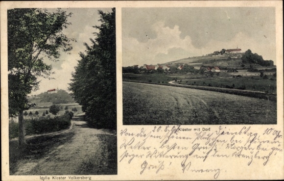 Postcard Bad Brückenau in Sinntal Lower Franconia, Volkersberg Monastery, Idyllic monastery with village,
