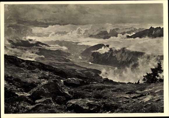 Kunstenaar Ak Edw. Harrison Compton, Wolken boven de Innvallei, HDK 595