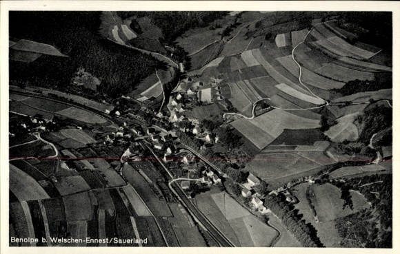 Postcard Benolpe Kirchhundem in the Sauerland, aerial photograph