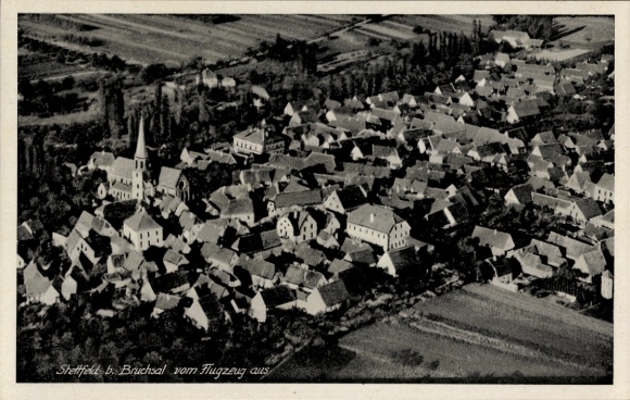 Postcard Stettfeld Ubstadt Weiher Baden Württemberg, aerial photograph