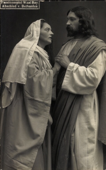 Photo Postcard Waal in Swabia, Passion Play 1921, Jesus Christ and Mary Magdalene
