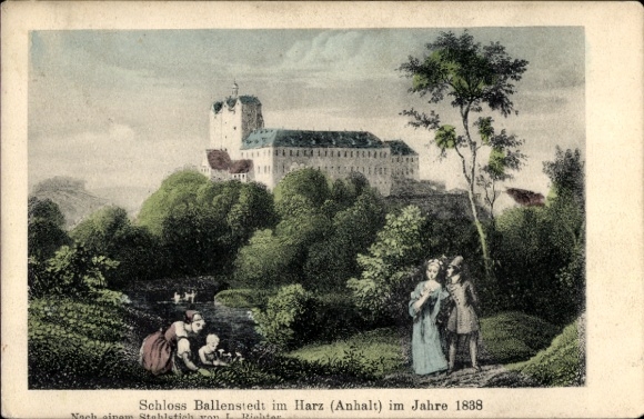 Künstler Ak Richter, L., Ballenstedt im Harz,  Schloss im Jahr 1888