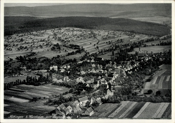 Postcard Nöttingen im Enzkreis, aerial photograph