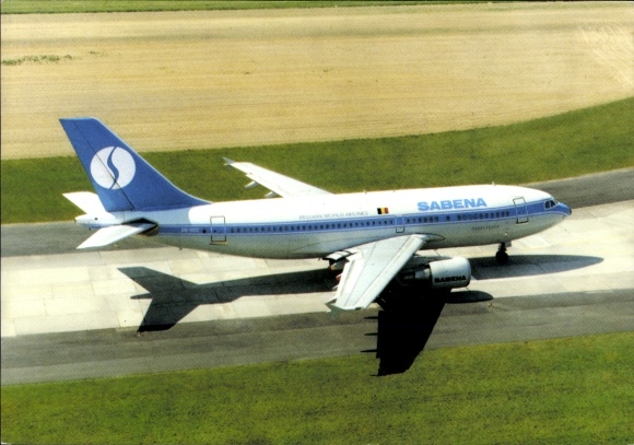 Postcard passenger aircraft Airbus A310-300, Sabena, Belgian World Airlines