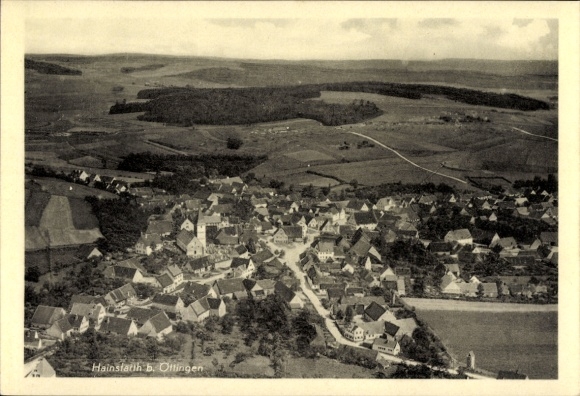 Postcard Hainsfarth near Oettingen Swabia, aerial photograph