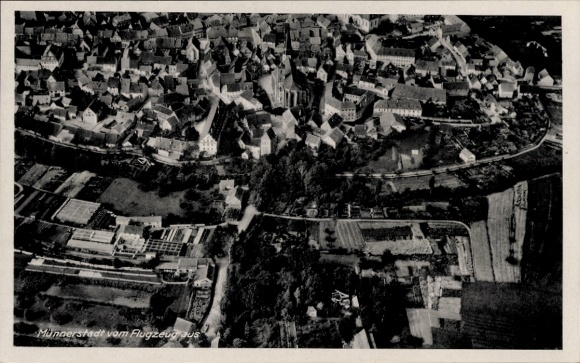 Postcard Münnerstadt in Lower Franconia Bavaria, aerial photograph