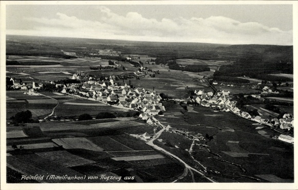 Postcard Pleinfeld in Middle Franconia, aerial photograph